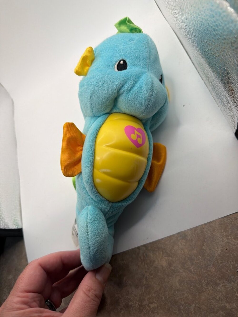 Fisher-Price 2008 Blue Seahorse Plush Toy With Musical Light-Up Belly